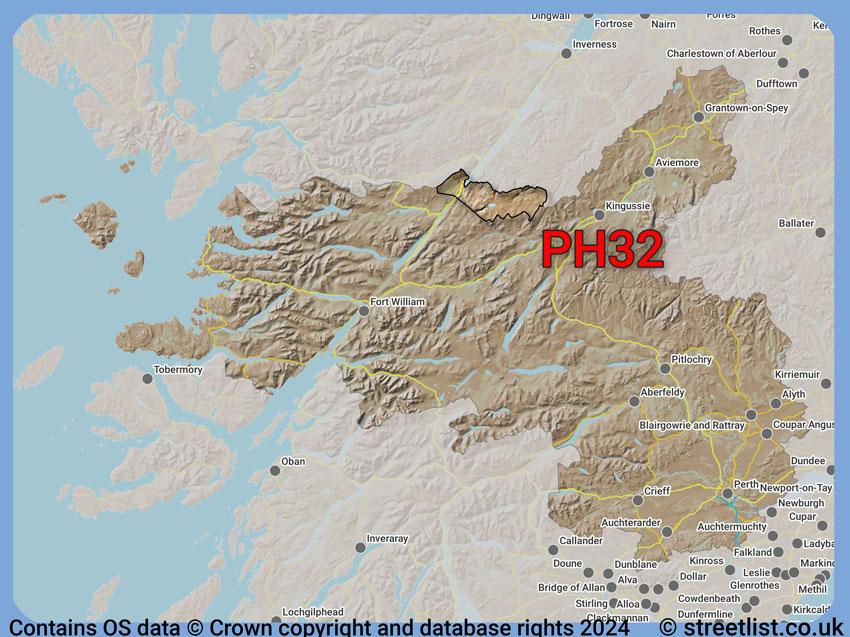 Where the PH32 postcode district lies within the wider  postcode area