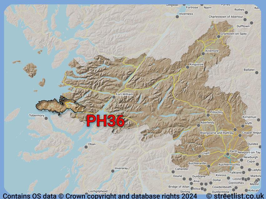 Where the PH36 postcode district lies within the wider  postcode area