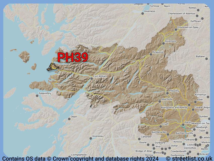 Where the PH39 postcode district lies within the wider  postcode area