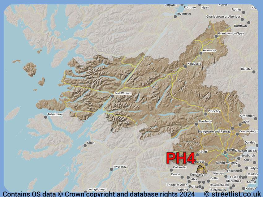 Where the PH4 postcode district lies within the wider  postcode area