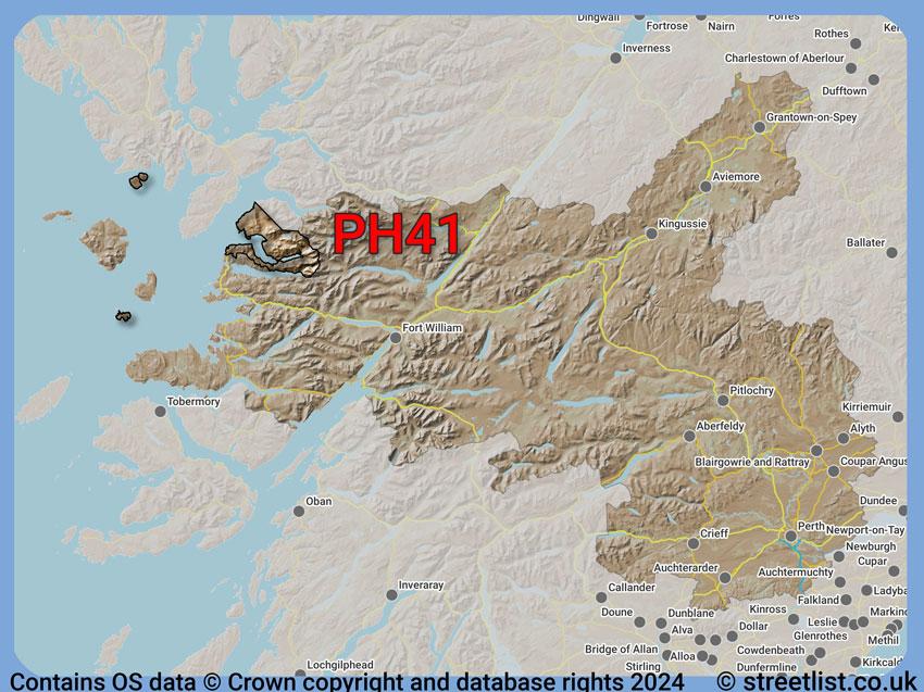 Where the PH41 postcode district lies within the wider  postcode area