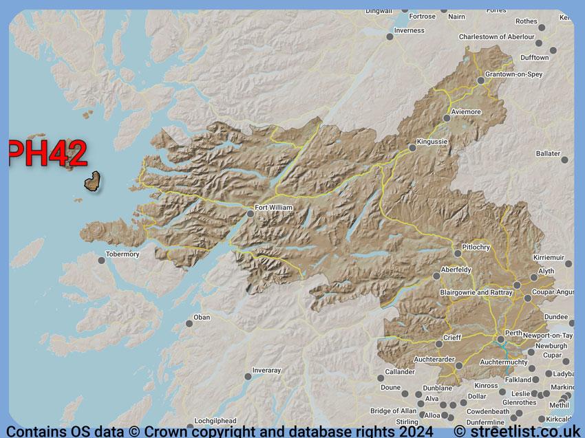 Where the PH42 postcode district lies within the wider  postcode area