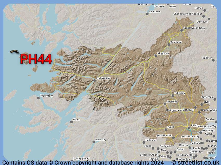 Where the PH44 postcode district lies within the wider  postcode area