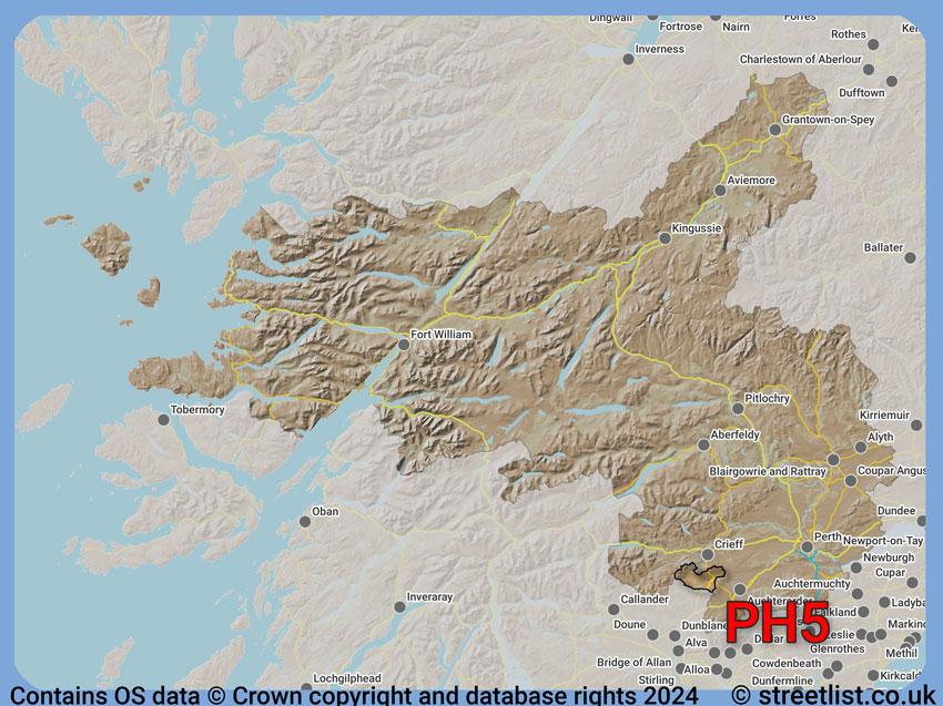 Where the PH5 postcode district lies within the wider  postcode area