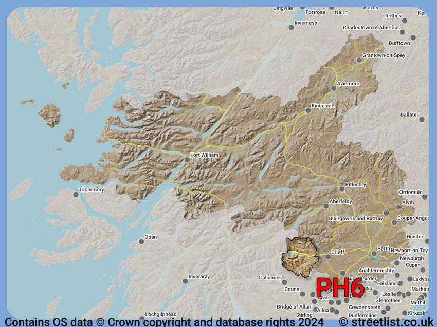 Where the PH6 postcode district lies within the wider  postcode area