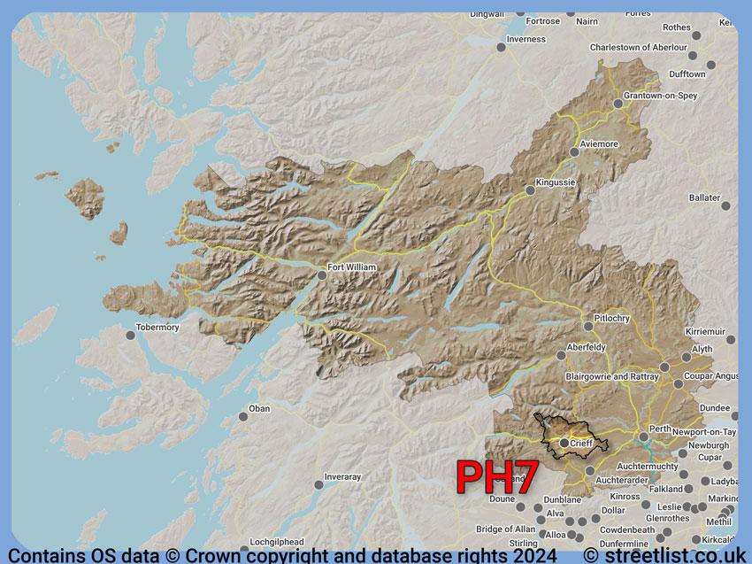 Where the PH7 postcode district lies within the wider  postcode area