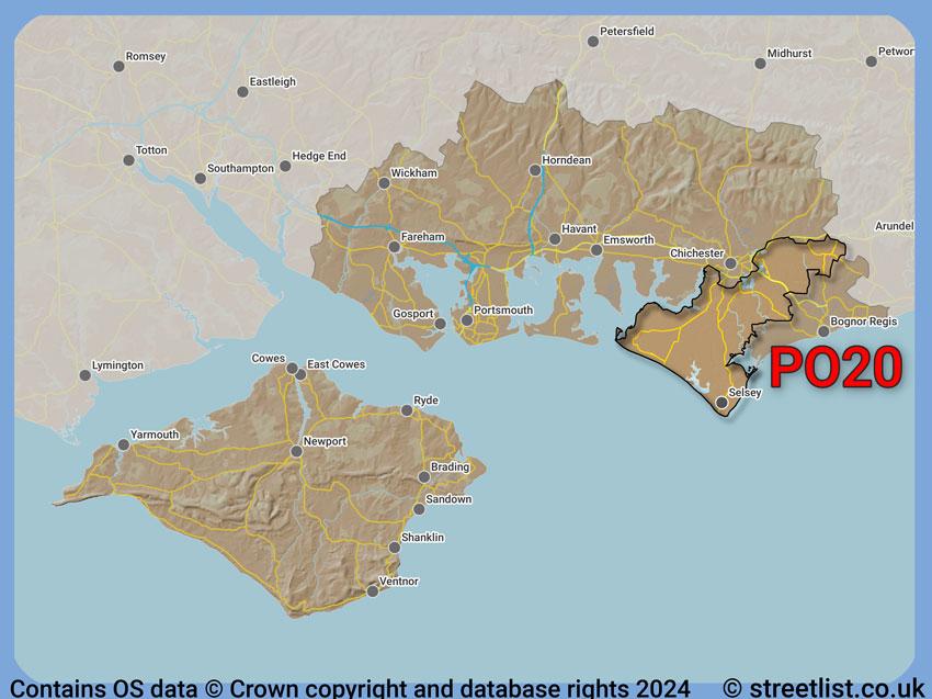 Where the PO20 postcode district lies within the wider  postcode area