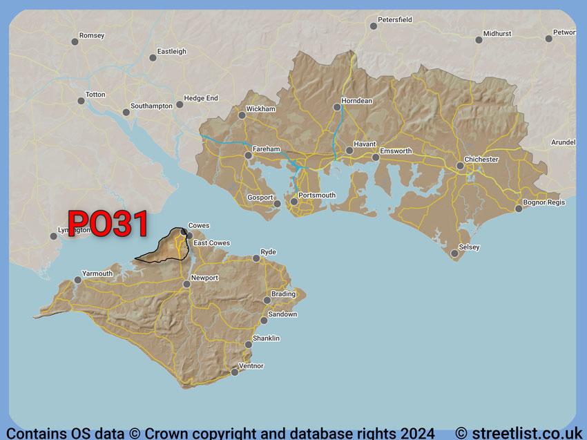 Where the PO31 postcode district lies within the wider  postcode area