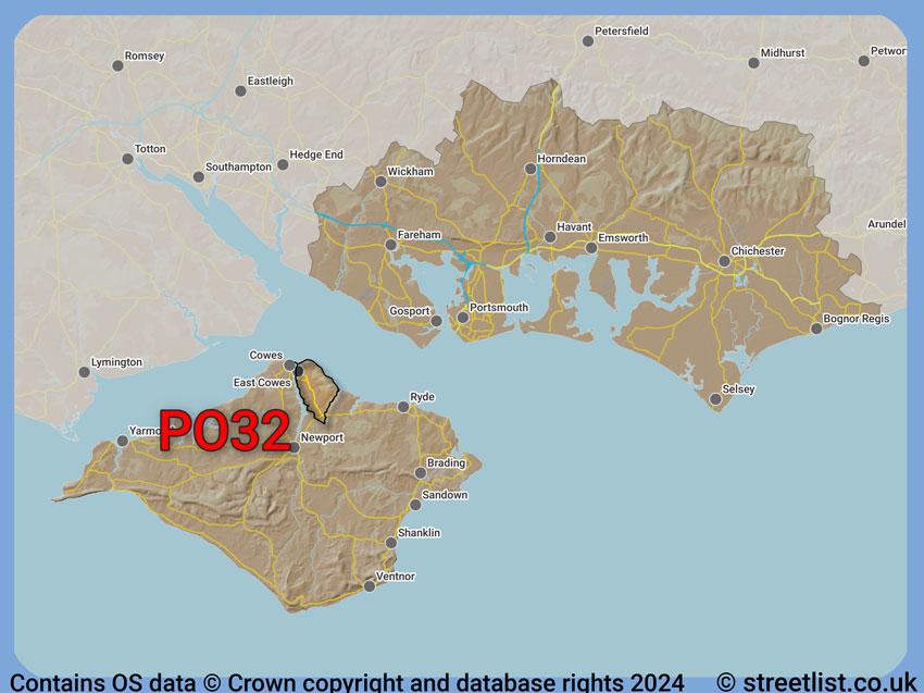 Where the PO32 postcode district lies within the wider  postcode area