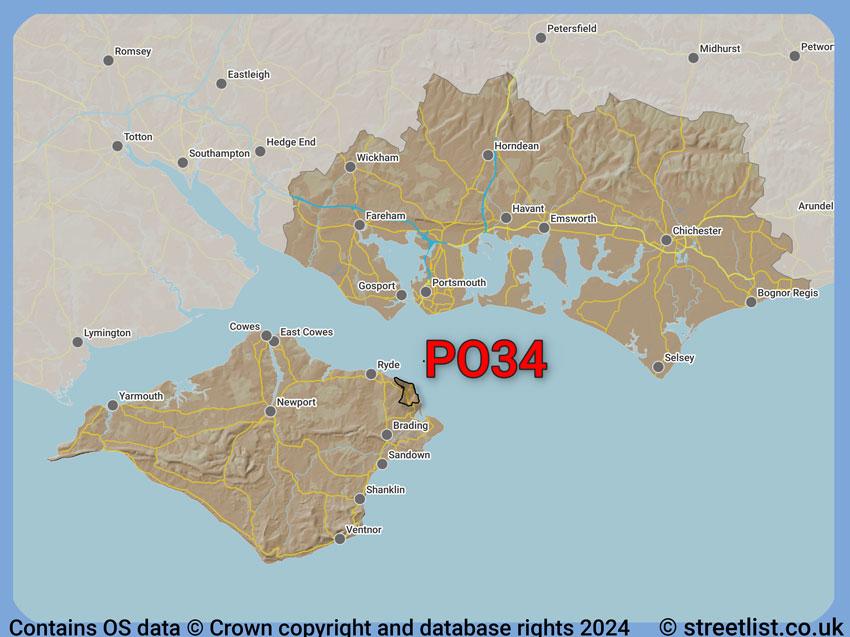 Where the PO34 postcode district lies within the wider  postcode area