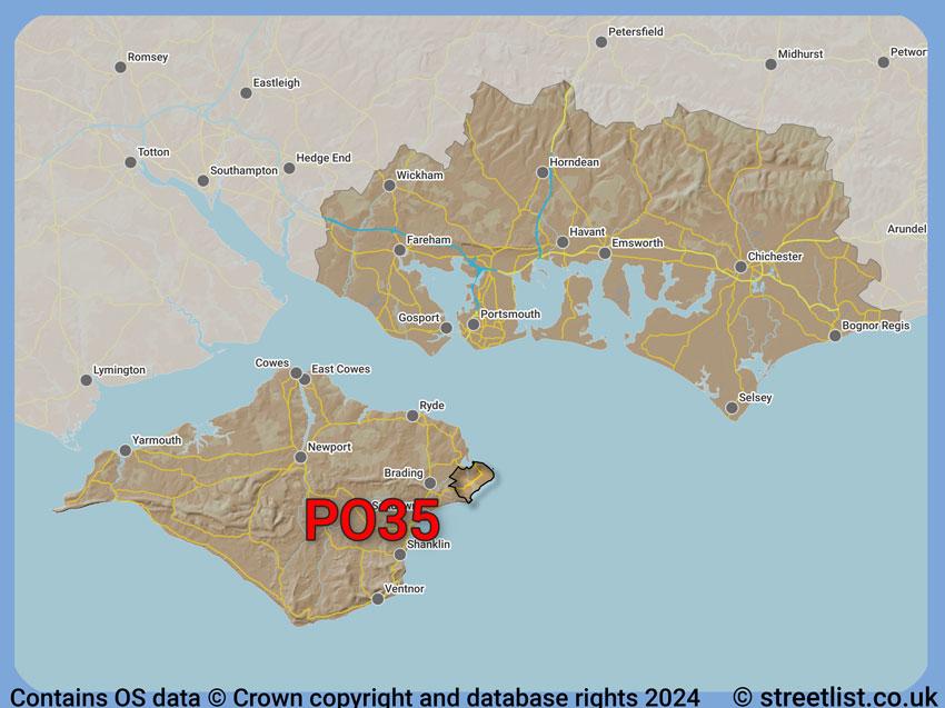 Where the PO35 postcode district lies within the wider  postcode area