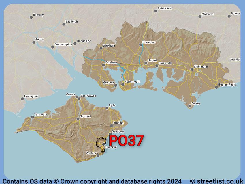 Where the PO37 postcode district lies within the wider  postcode area