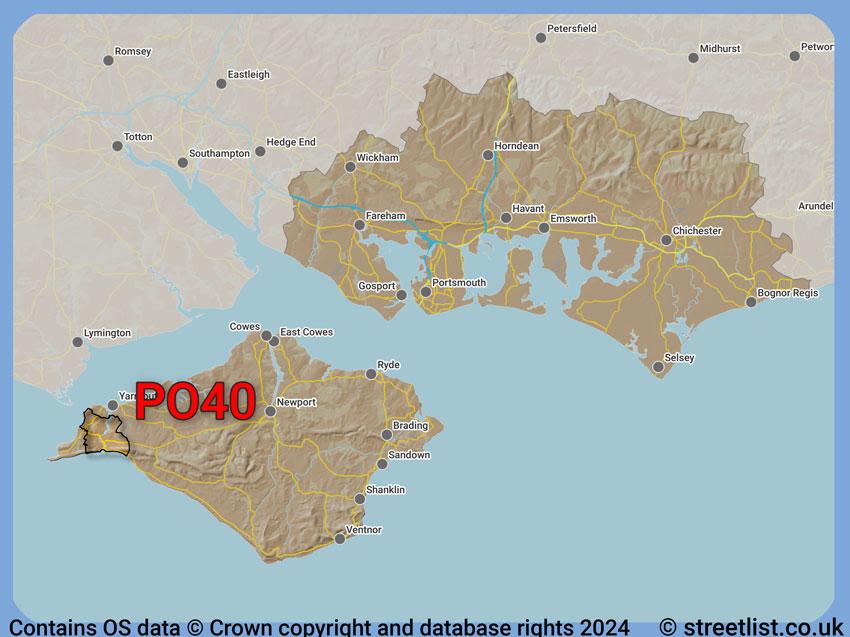 Where the PO40 postcode district lies within the wider  postcode area