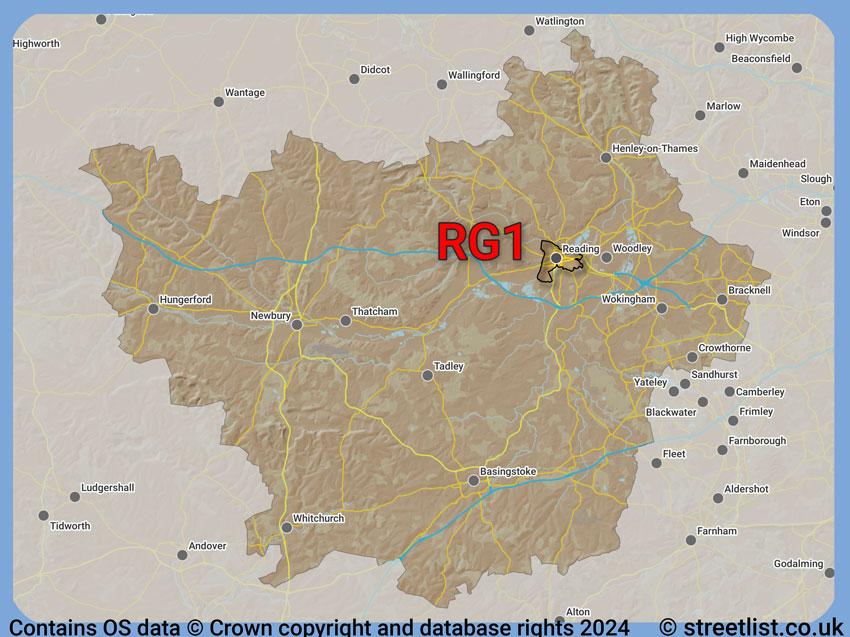 Where the RG1 postcode district lies within the wider  postcode area