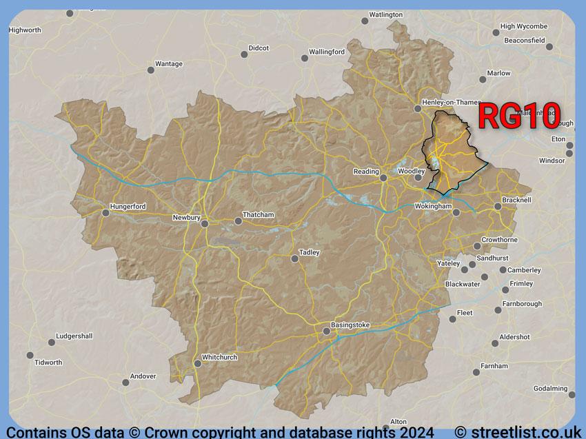 Where the RG10 postcode district lies within the wider  postcode area