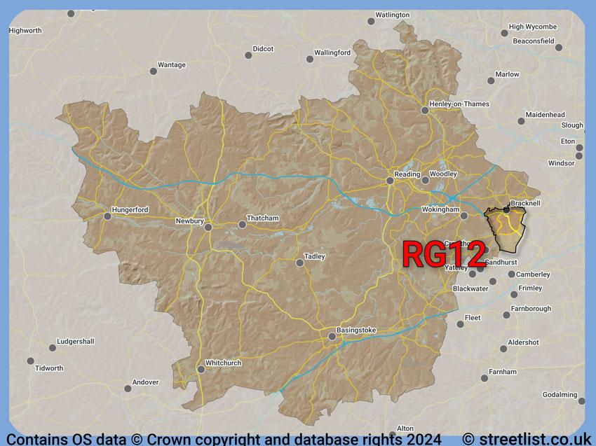 Where the RG12 postcode district lies within the wider  postcode area