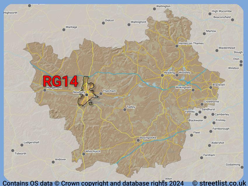 Where the RG14 postcode district lies within the wider  postcode area