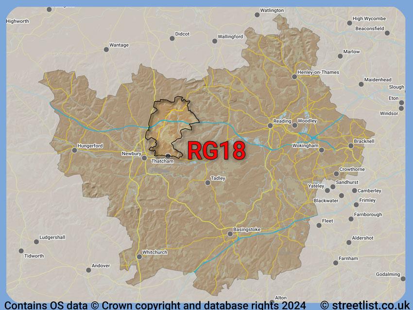 Where the RG18 postcode district lies within the wider  postcode area