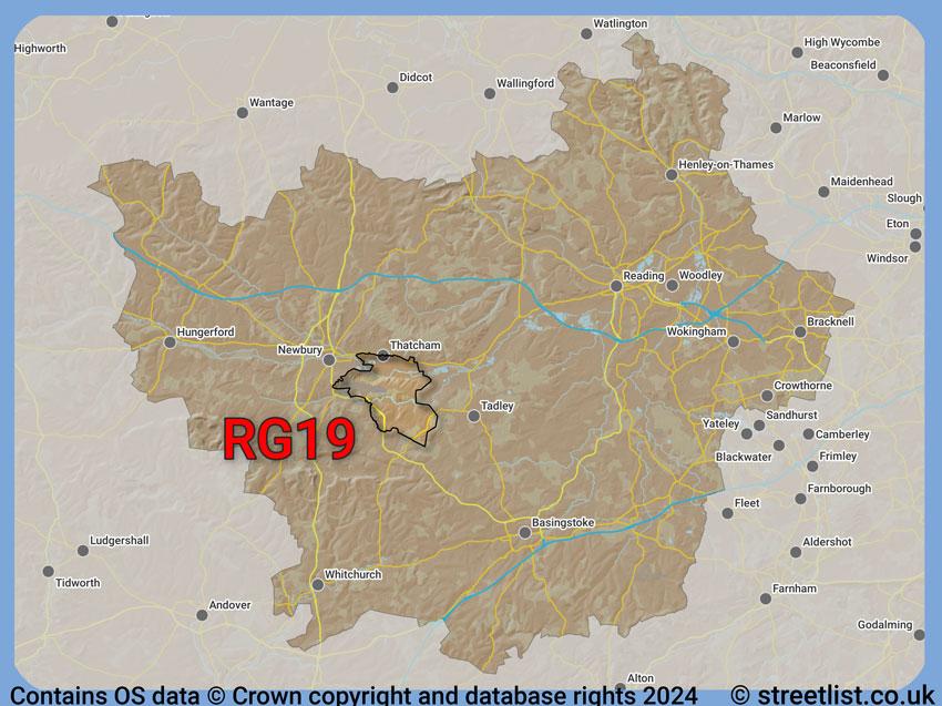 Where the RG19 postcode district lies within the wider  postcode area