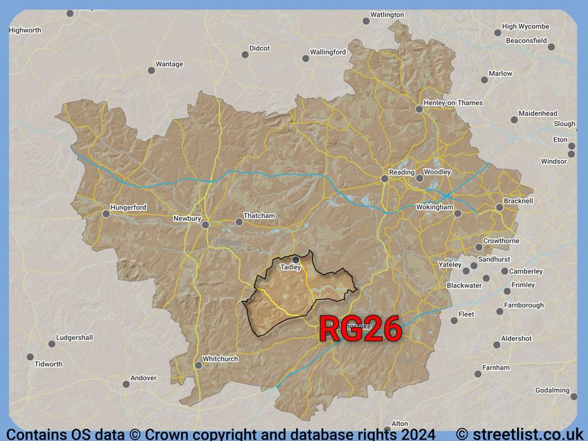 Where the RG26 postcode district lies within the wider  postcode area