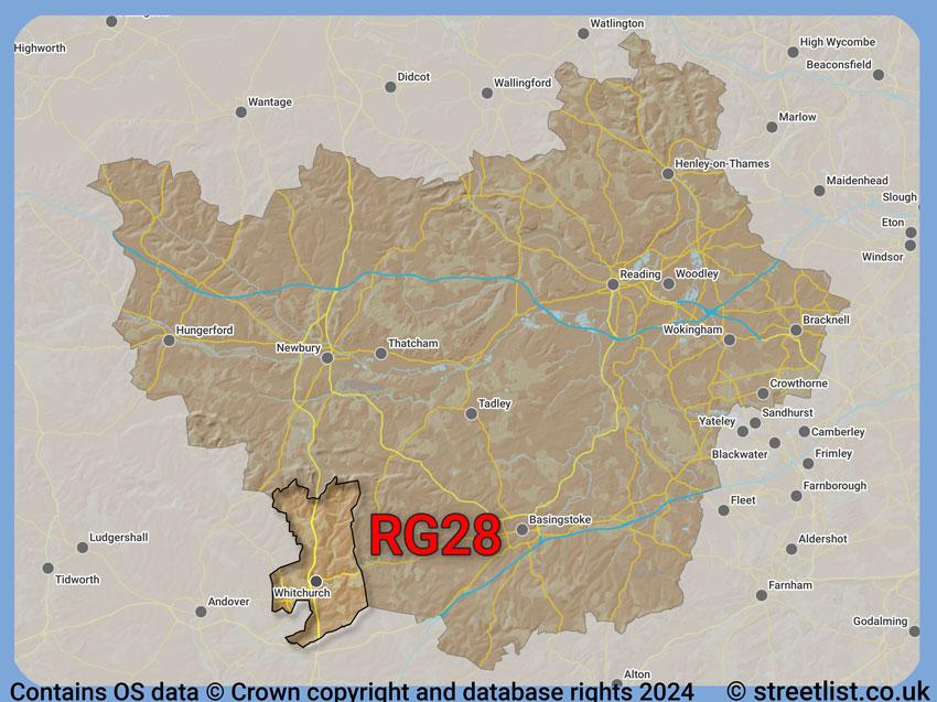 Where the RG28 postcode district lies within the wider  postcode area