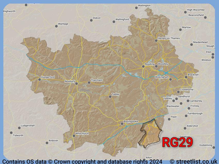 Where the RG29 postcode district lies within the wider  postcode area