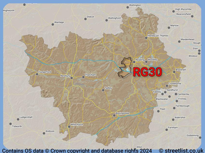 Where the RG30 postcode district lies within the wider  postcode area