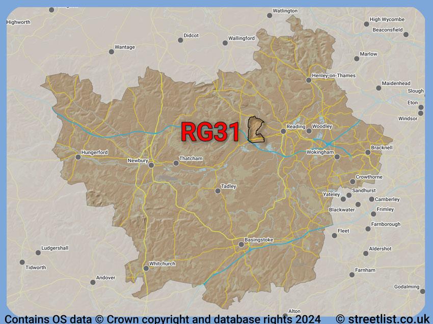 Where the RG31 postcode district lies within the wider  postcode area