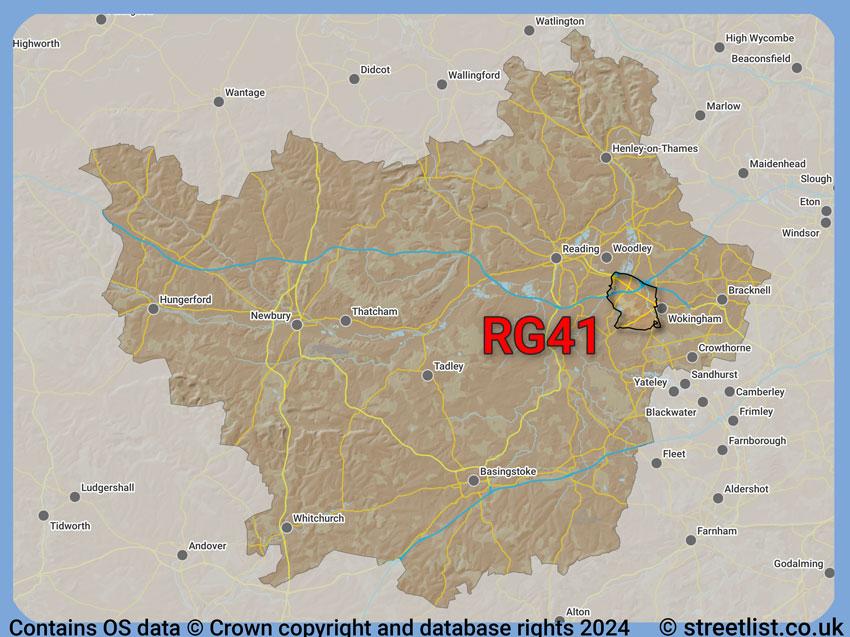 Where the RG41 postcode district lies within the wider  postcode area