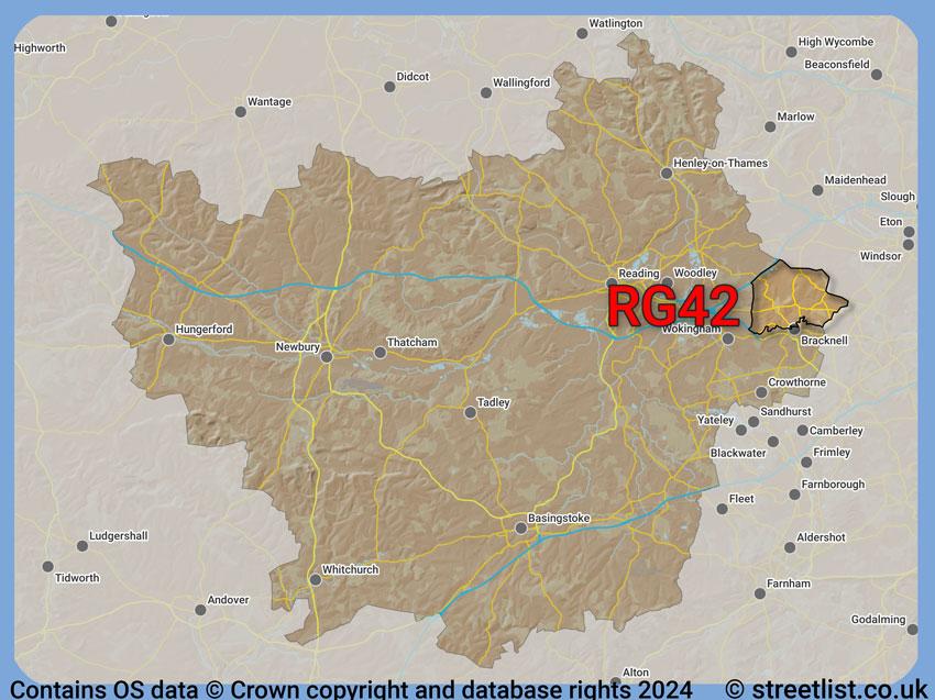 Where the RG42 postcode district lies within the wider  postcode area