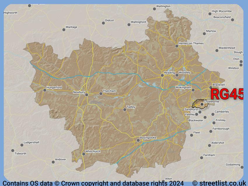 Where the RG45 postcode district lies within the wider  postcode area