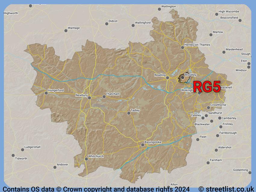 Where the RG5 postcode district lies within the wider  postcode area