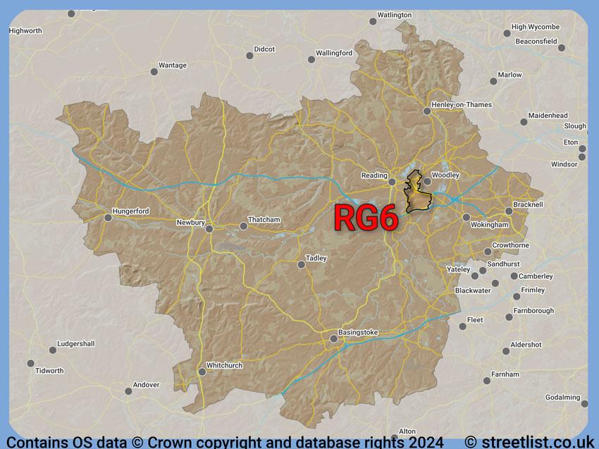 Where the RG6 postcode district lies within the wider  postcode area