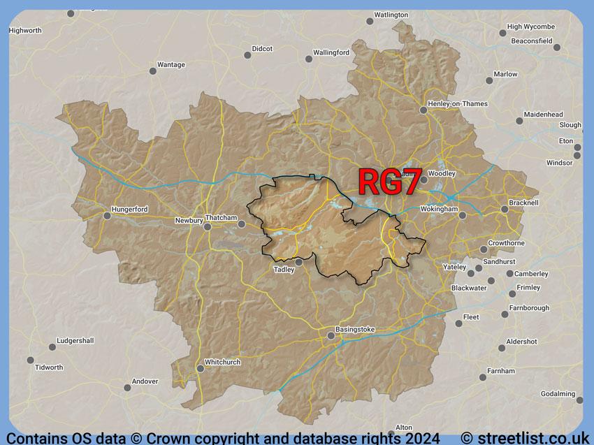 Where the RG7 postcode district lies within the wider  postcode area