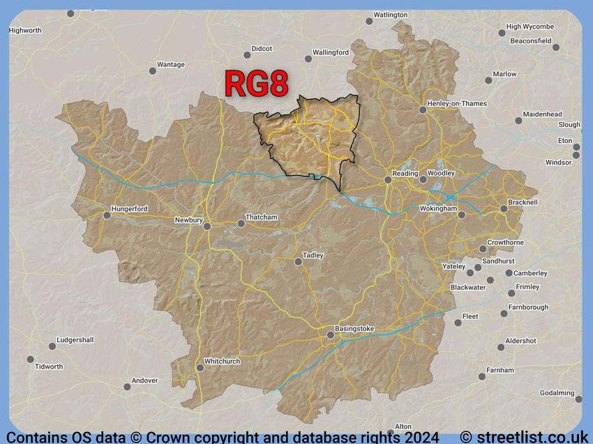 Where the RG8 postcode district lies within the wider  postcode area