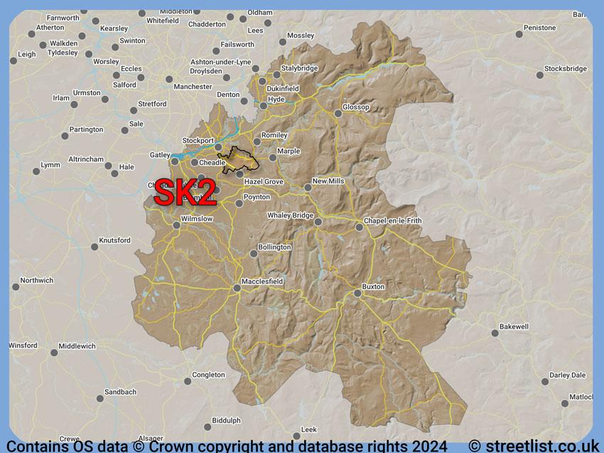 Where the SK2 postcode district lies within the wider  postcode area