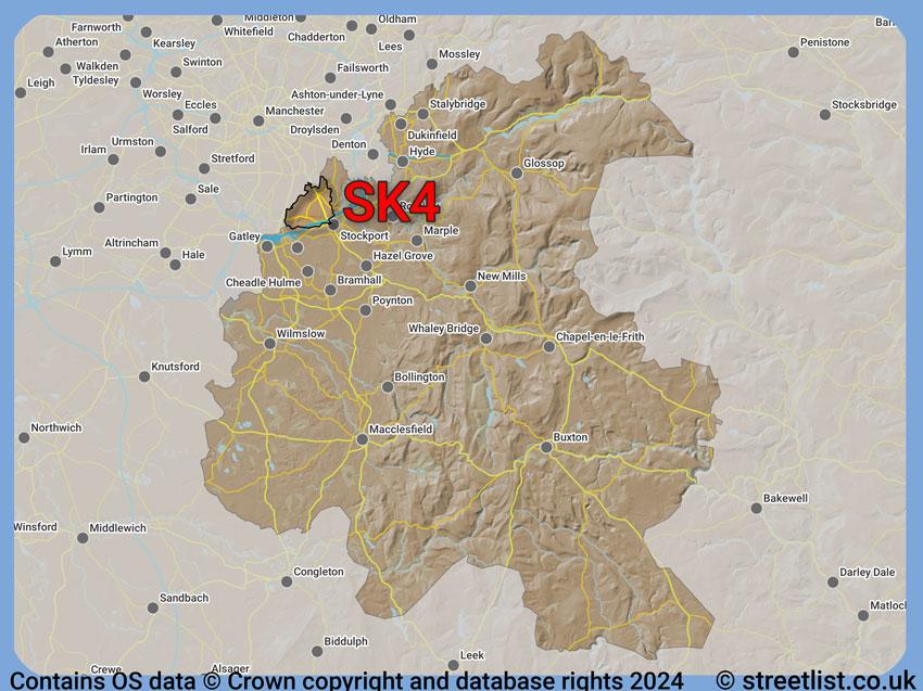 Where the SK4 postcode district lies within the wider  postcode area