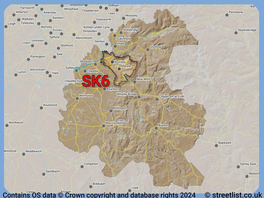 Where the SK6 postcode district lies within the wider  postcode area