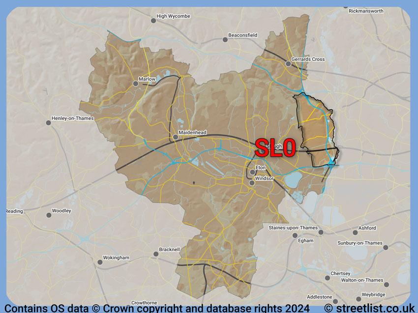 Where the SL0 postcode district lies within the wider  postcode area