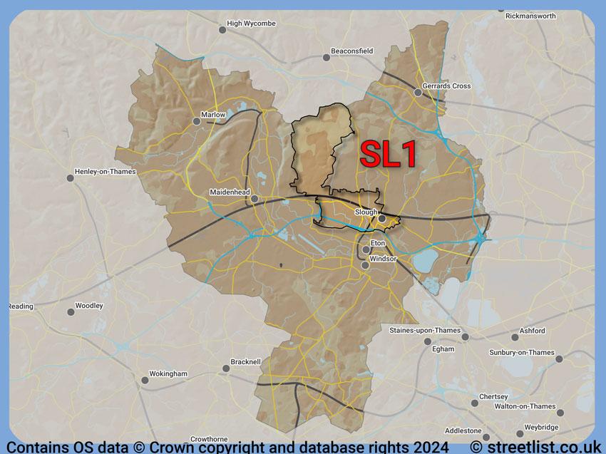 Where the SL1 postcode district lies within the wider  postcode area