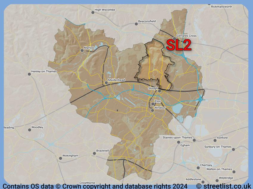 Where the SL2 postcode district lies within the wider  postcode area