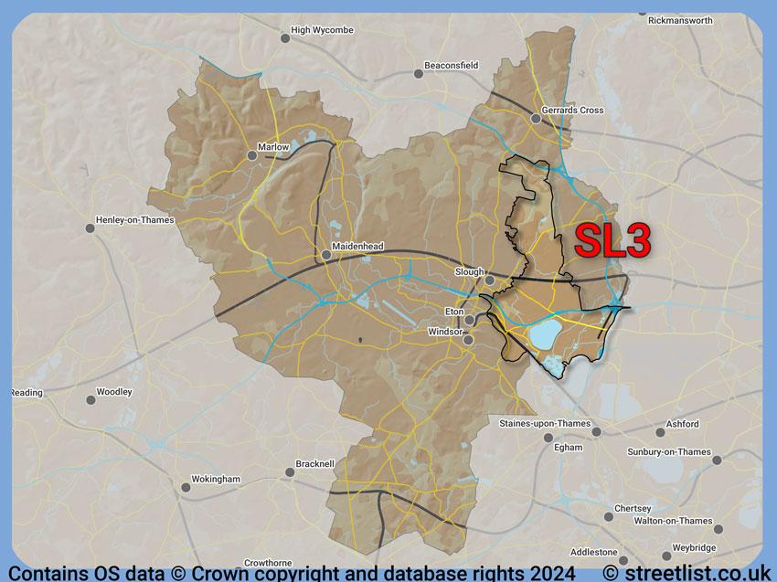 Where the SL3 postcode district lies within the wider  postcode area