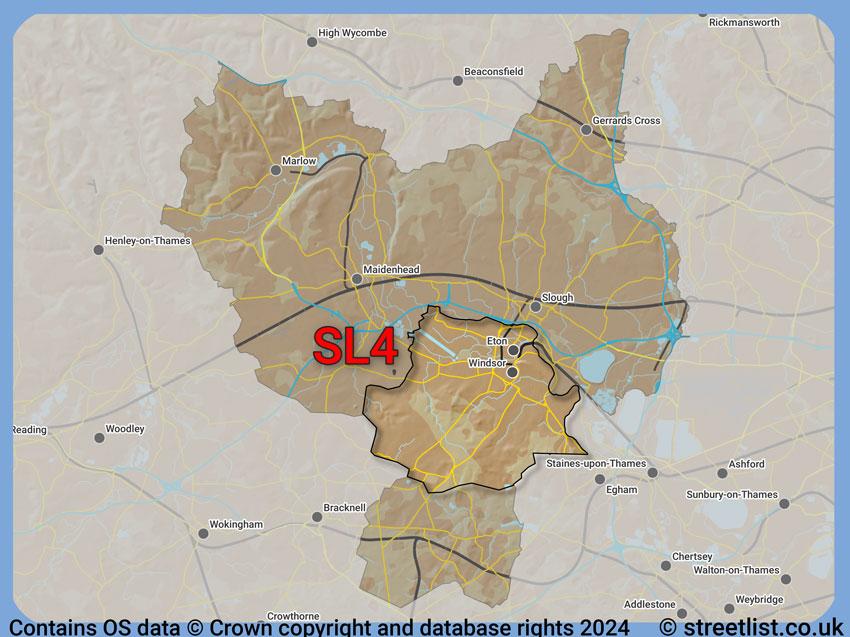 Where the SL4 postcode district lies within the wider  postcode area