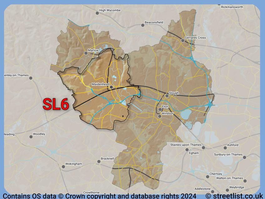 Where the SL6 postcode district lies within the wider  postcode area