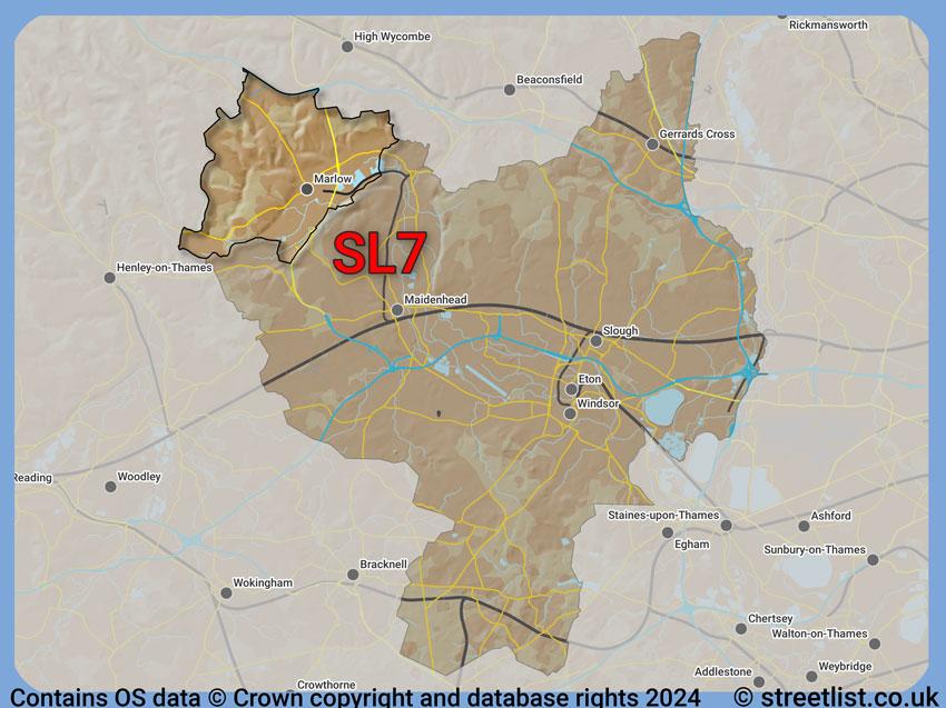 Where the SL7 postcode district lies within the wider  postcode area