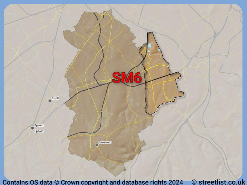 Where the SM6 postcode district lies within the wider  postcode area