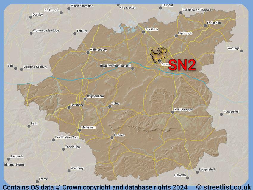 Where the SN2 postcode district lies within the wider  postcode area