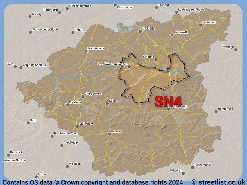 Where the SN4 postcode district lies within the wider  postcode area