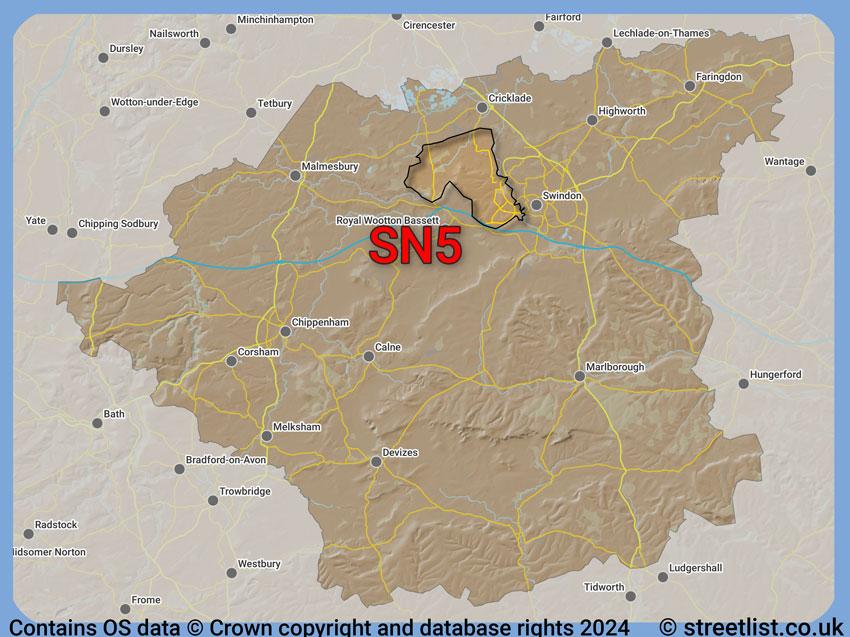 Where the SN5 postcode district lies within the wider  postcode area