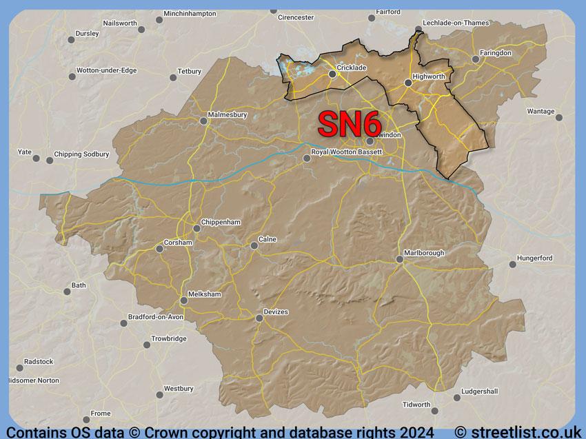 Where the SN6 postcode district lies within the wider  postcode area